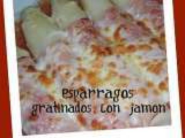 Receta Espárragos gratinados con jamón