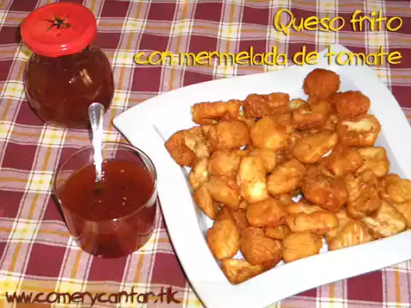Receta Queso frito con mermelada de tomate