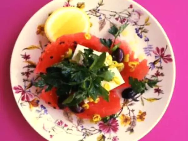 Receta Ensalada de sandía, queso feta y jamón