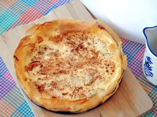 Receta Tarta de melocotón y canela con petit-suisse