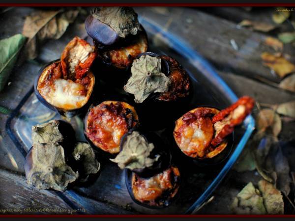 Berenjenas baby rellenas con tomate seco y puerros - Preparación paso 3