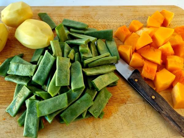 Potaje de calabaza y judias verdes - Preparación paso 2