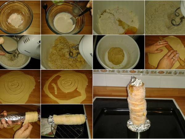 Kürtőskalács, Pasteles de chimenea - Preparación paso 1