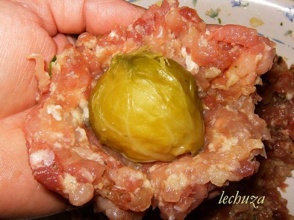 Albóndigas rellenas de coles de bruselas - Preparación paso 5