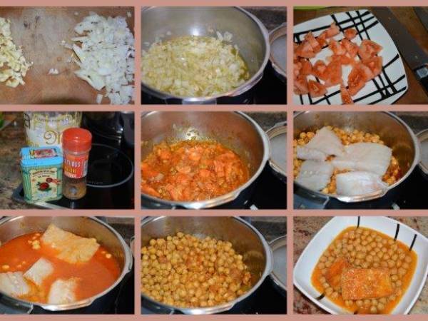 Garbanzos con bacalao en olla rapida - Preparación paso 2