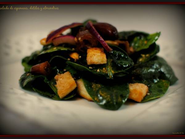 Ensalada de espinacas, dátiles y almendras. - Preparación paso 2