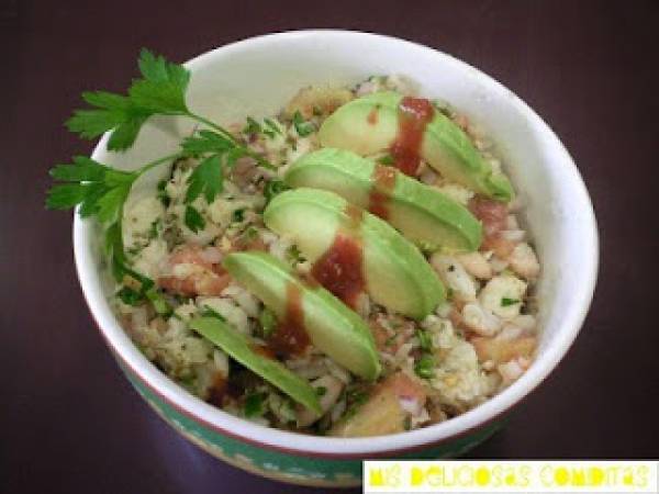Ceviche de merluza y gambas - Preparación paso 3