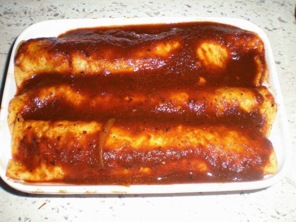 Enchiladas rojas de pollo - Preparación paso 5