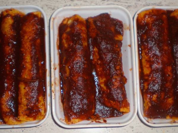 Enchiladas rojas de pollo - Preparación paso 6