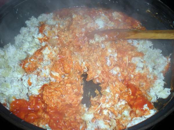 Canelones de pollo con bechamel de calabacín - Preparación paso 7