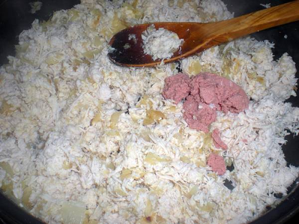 Canelones de pollo con bechamel de calabacín - Preparación paso 6