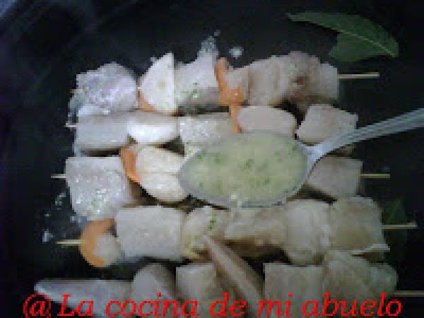 Brocheta de rape y vieiras - Preparación paso 5