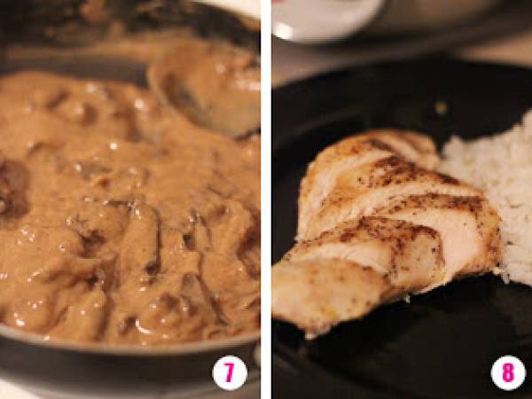 Pollo con salsa de hongos y coco - Preparación paso 6