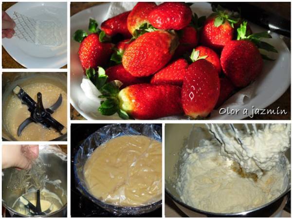 Charlota de fresones y crema - Preparación paso 1