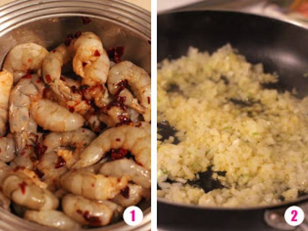 Quesadilla de camarones al chipotle - Preparación paso 1