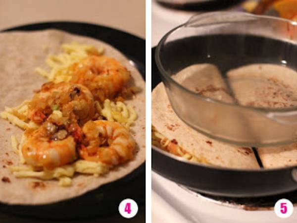 Quesadilla de camarones al chipotle - Preparación paso 3