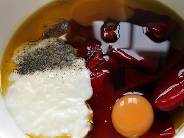 Rollo de pimientos con queso de cabra - Preparación paso 1