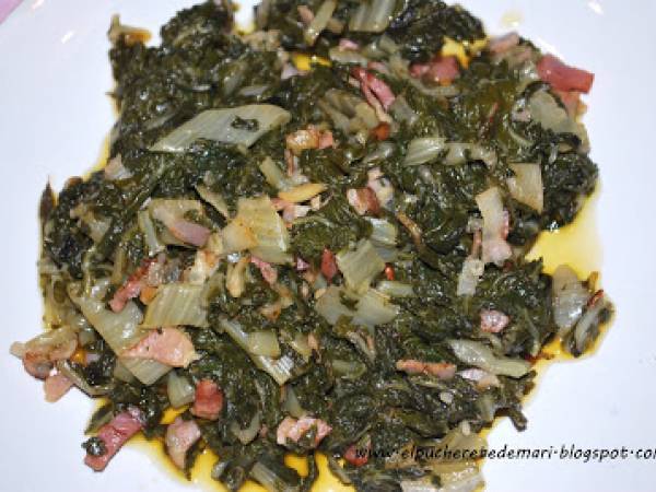 Sobrecitos de acelgas con bacon - Preparación paso 1