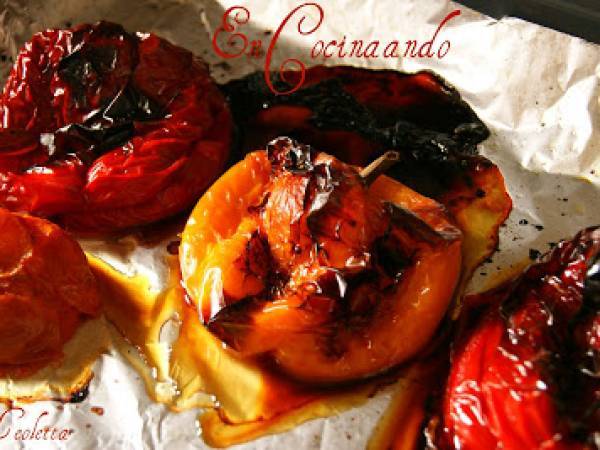 Ensalada de pimientos de Dalías asados, estilo Jaén y Málaga - Preparación paso 2