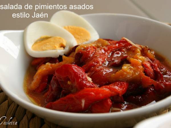 Ensalada de pimientos de Dalías asados, estilo Jaén y Málaga - Preparación paso 3