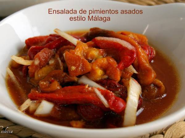 Ensalada de pimientos de Dalías asados, estilo Jaén y Málaga - Preparación paso 4