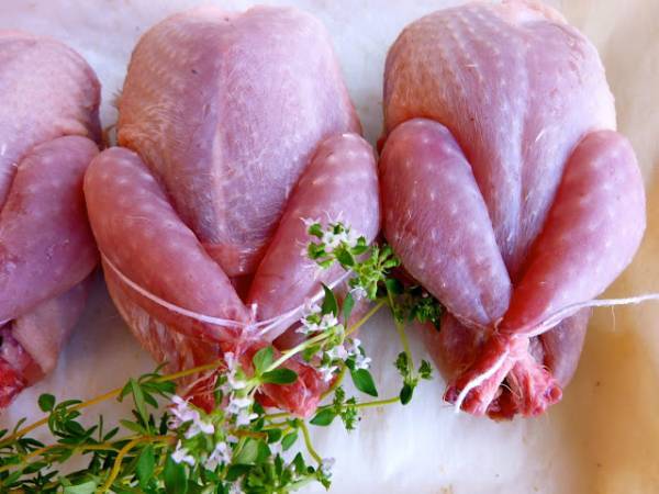 Codornices con pétalos de rosas - Preparación paso 1