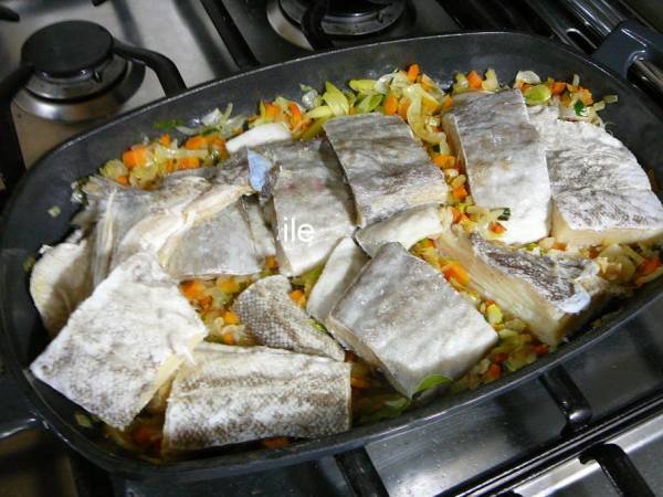 Cazuela de bacalao y garbanzos - Preparación paso 4