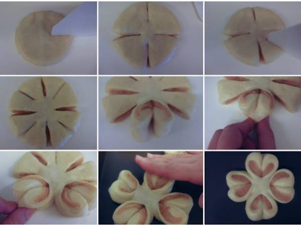 Flores de pan con batata cocida - Preparación paso 4