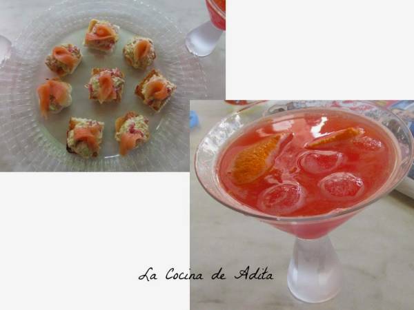 Cóctel con canapés de aguacate y bonito - Preparación paso 7