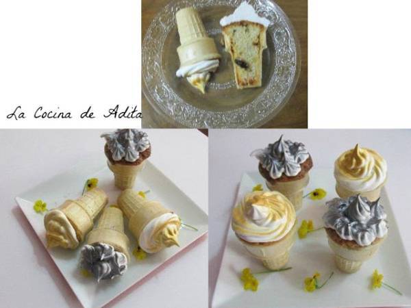 Conos rellenos de bizcochos, con frutas escarchadas, pasas, y glaseados - Preparación paso 10