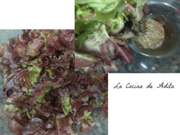 Ensalada flor con lechuga de roble - Preparación paso 1