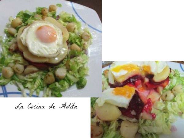 Ensalada con vieiras y huevo a la plancha - Preparación paso 8