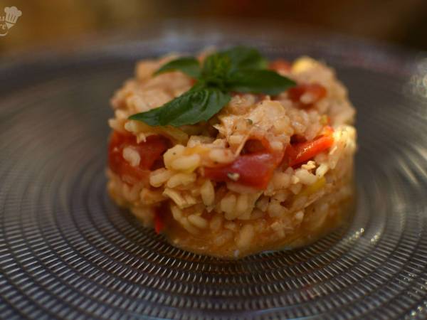 Risotto de pollo, tomate y albahaca - Preparación paso 1