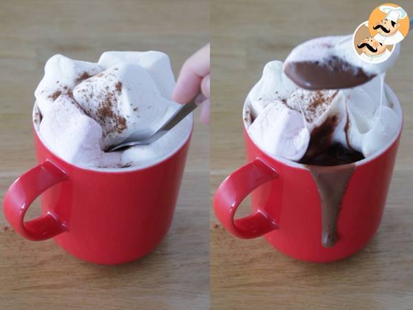 Chocolate a la taza con esponjitas, marshmallow - Preparación paso 8