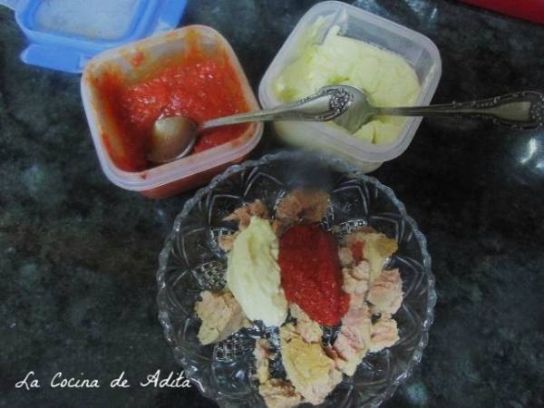 Tapa de atún y salmón ahumado - Preparación paso 1