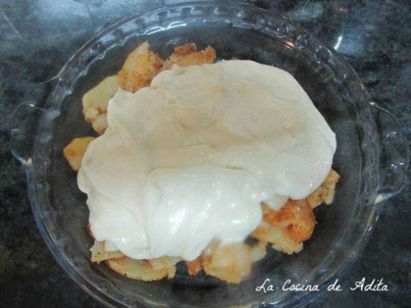 Bacalao gratinado, con cebolla caramelizada - Preparación paso 3