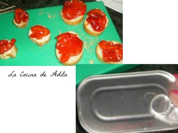 Tapa de pimientos asado con caballa - Preparación paso 3