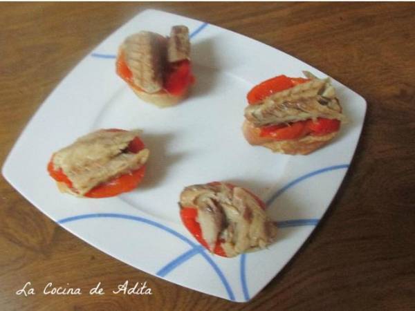 Tapa de pimientos asado con caballa - Preparación paso 4