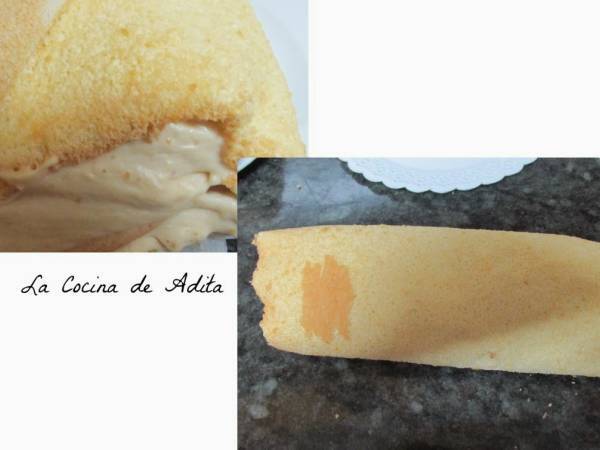 Tronco relleno de turrón con bizcocho esponja de pistacho - Preparación paso 6