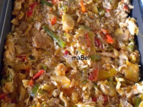 Pastel fácil con sobras de pollo - Preparación paso 6