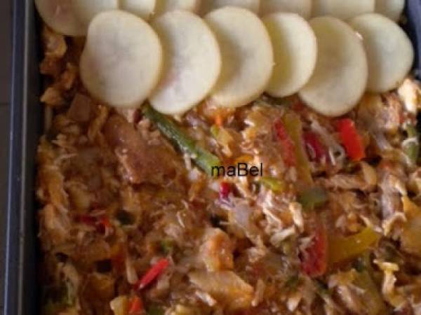 Pastel fácil con sobras de pollo - Preparación paso 7