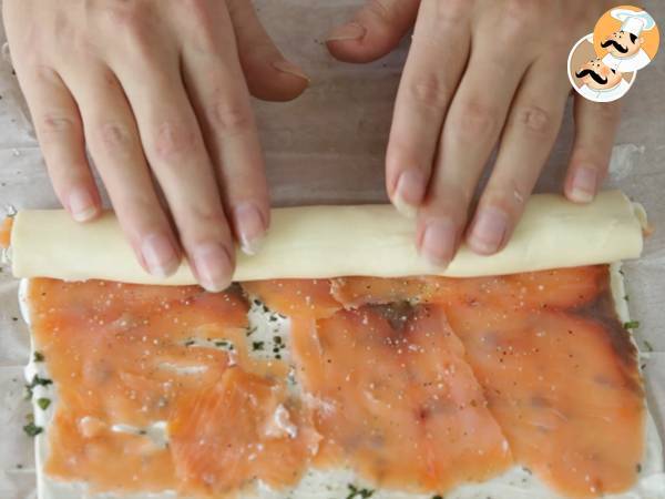 Espirales de hojaldre con salmón - Preparación paso 5