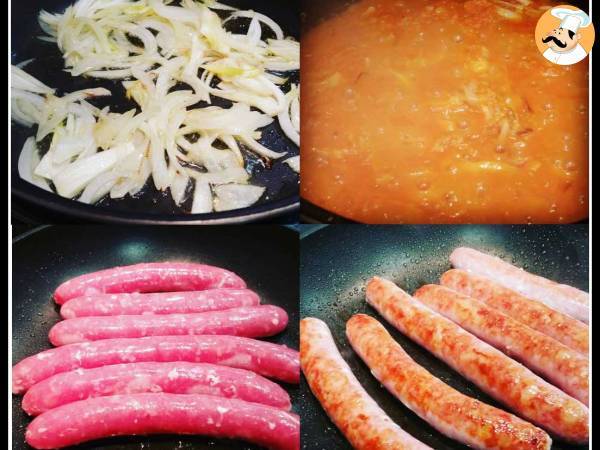 Salchichas frescas con salsa de tomate - Preparación paso 1