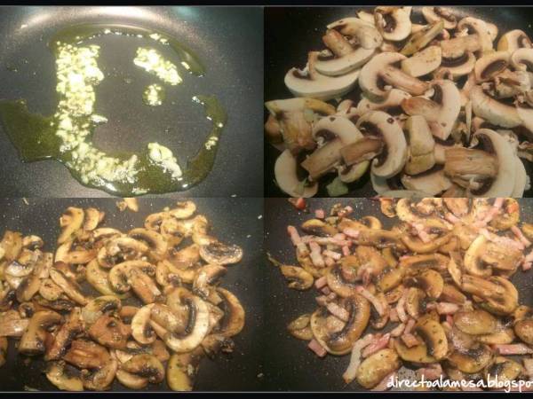 Quesadillas de champiñones y bacon - Preparación paso 2