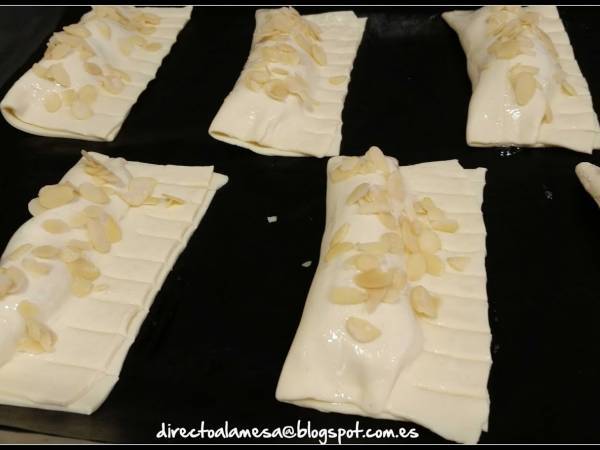 Cañas de hojaldre rellenas de crema pastelera - Preparación paso 3