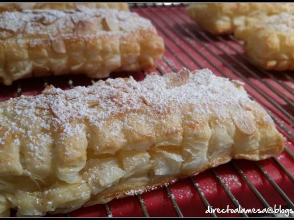 Cañas de hojaldre rellenas de crema pastelera - Preparación paso 4