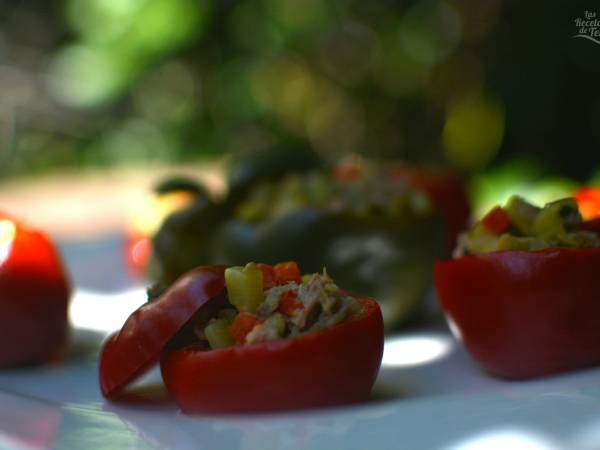 Pimientos rellenos con vegetales y atún - Preparación paso 3