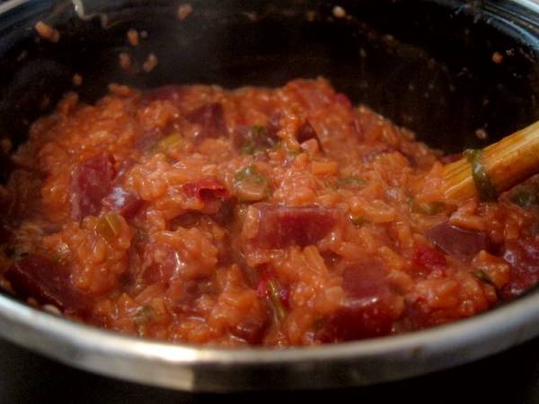 Risotto de remolacha vegetariano - Preparación paso 3