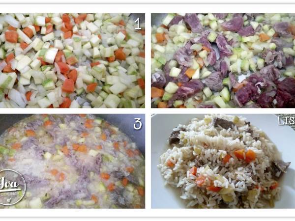 Arroz con verduras y carne vacuna - Preparación paso 5