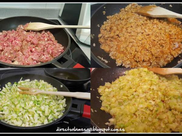 Lasaña de calabacín y carne - Preparación paso 1